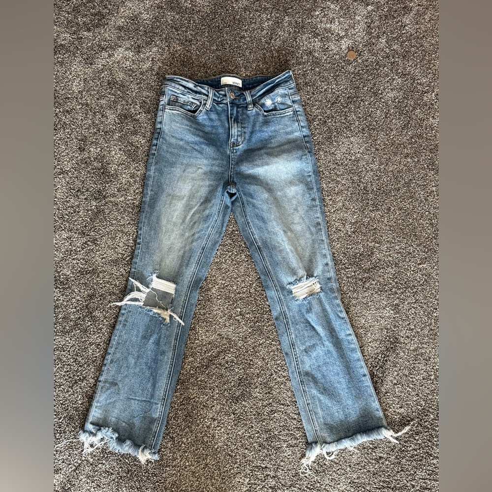 Vervet by Flying Monkey Distressed Straight Leg Jeans Size 27 Raw Hem